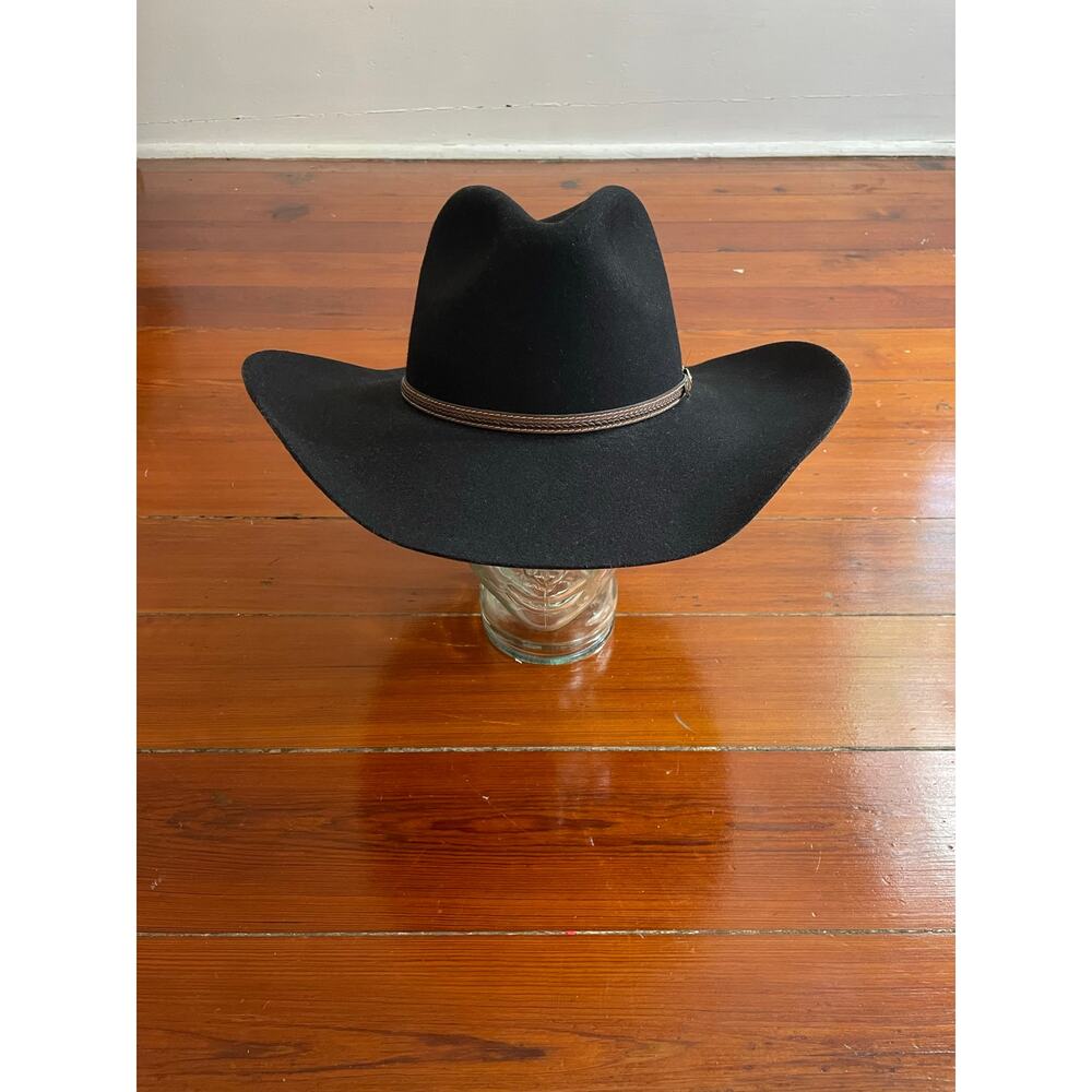 Serratelli 2X Black Western Cowboy Hat Size 7 1/4 USA Made Felt Hat